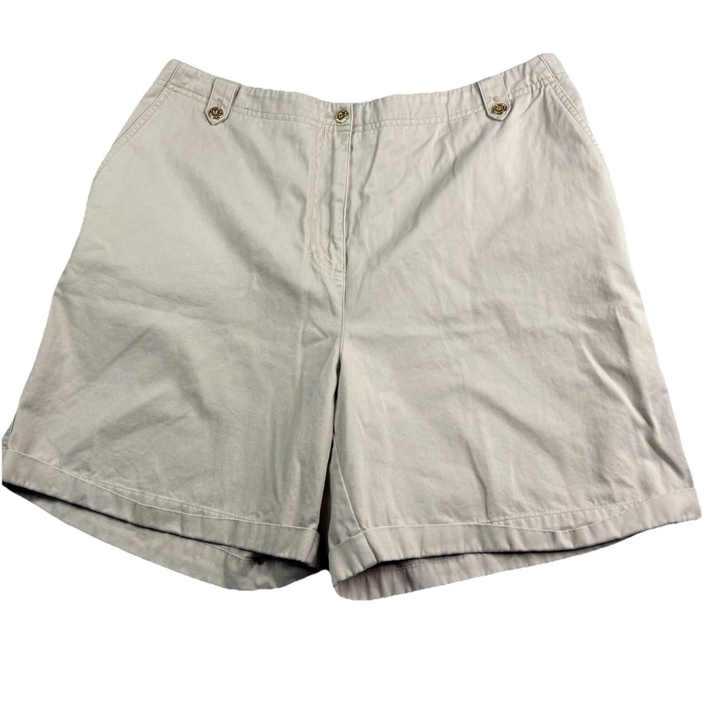 Lauren Ralph Lauren Shorts Women's 16W Tan Gold Buttons Flat Front VTG